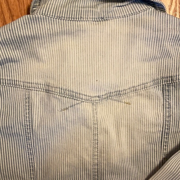Jou Jou Stripped Zip Pocket Denim Jacket Size S - Picture 16 of 16